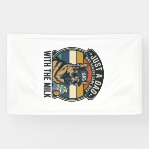Lona Diseño Retro de Camiseta de Leche de Pastor Alemán