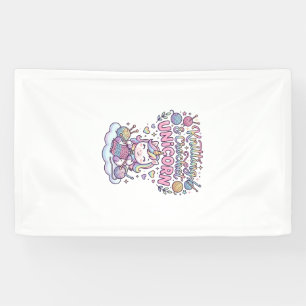 Lona Diseño tipográfico adorable de unicornio de punto 