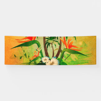 Lona Diseño tropical con las flores y las palmeras