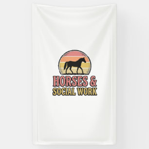 Lona Diseño Vectorial de Caballos y Trabajo Social Atar