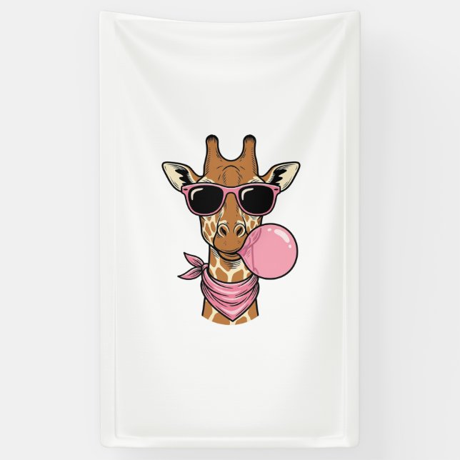 Lona Diseño vectorial de chicle de jirafa con grabado v (Vertical)