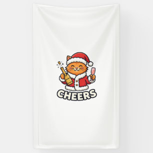Lona Diseño Vectorial de Gato de Navidad Feliz