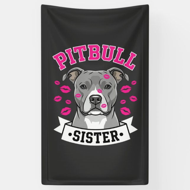 Lona Diseño Vectorial de Hermana Amante de Pitbull (Vertical)