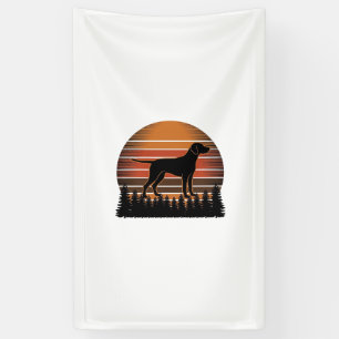 Lona Diseño vectorial de perro de caza vintage atardece