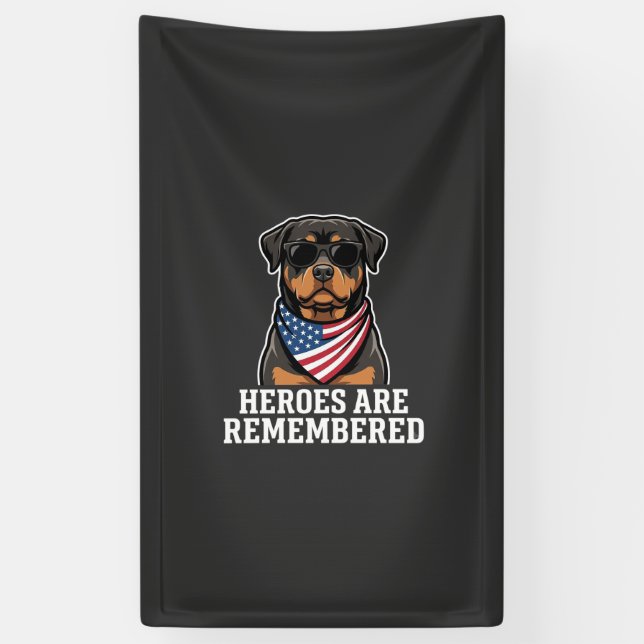 Lona Diseño vectorial de perro héroe Rottweiler patriót (Vertical)