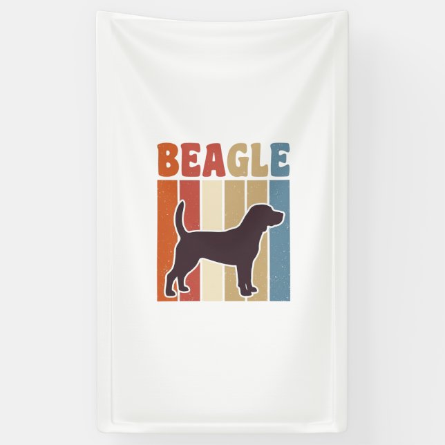 Lona Diseño vectorial de raya retro de perro Beagle vin (Vertical)