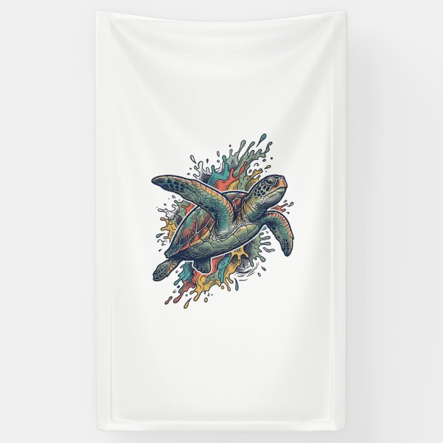 Lona Diseño vectorial de salpicadura de tortuga marina  (Vertical)