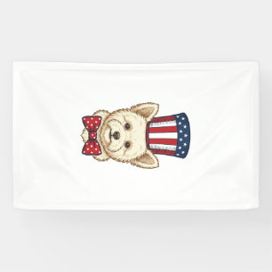 Lona Diseño vectorial vintage de perro patriótico con s