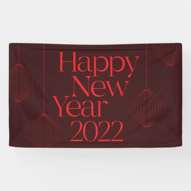 Lona Diseño vibrante, elegante, fresco Feliz Año Nuevo  (Horizontal)