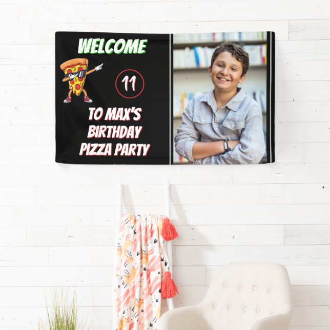 Lona Diversión de cumpleaños con pizza Fiesta de pizza  (In situ)
