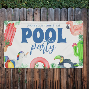 Lona Diversión en la Fiesta de Piscina Letrero de Cum