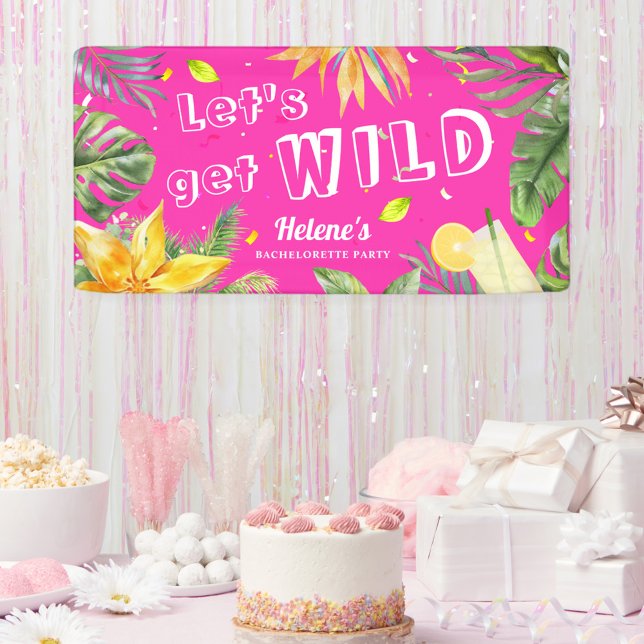 Lona Diversión Rosa Fiesta de Despedida de Soltera de C (Fun Pink Girly Bachelorette Party Banner)