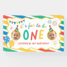 Diversión Ser Un Niño Colorido 1er Cumpleaños