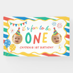 Lona Diversión Ser Un Niño Colorido 1er Cumpleaños