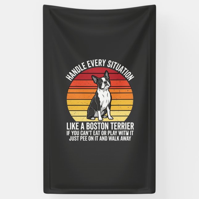 Lona Divertida Actitud Retro de Perro Boston Terrier (Vertical)