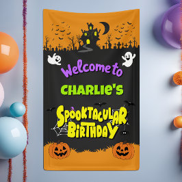 Lona Divertida Bienvenida de Cumpleaños de Halloween Es