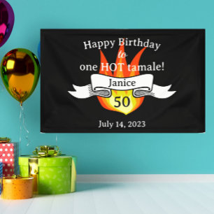 Lona Divertido 50 cumpleaños "Hot Tamale" gracioso pers