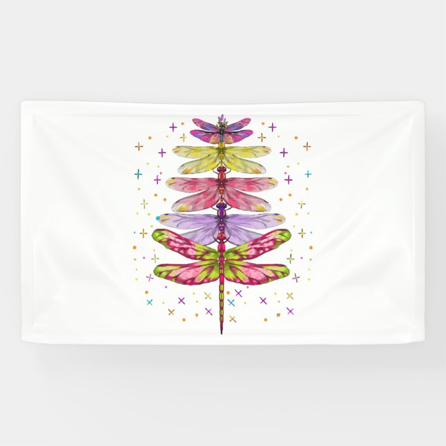 Lona Divertido árbol de navidad de la libélula (Horizontal)