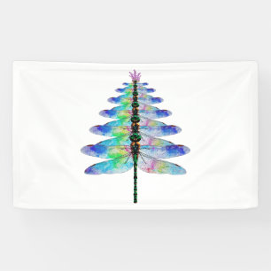Lona Divertido árbol de navidad de la libélula