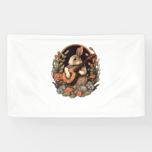 Lona Divertido conejito jugando banjo guitarra música c