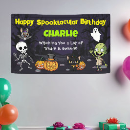 Lona Divertido Cumpleaños Monstruoso de Halloween Espel