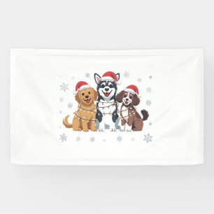 Lona Divertido Husky Perro Siberiano Amante del árbol d