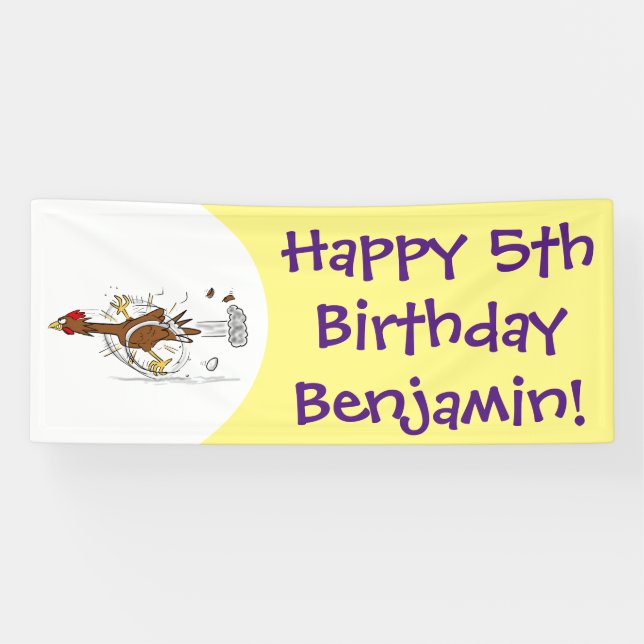 Lona Divertido ilustracion de pollo fresco y personaliz (Horizontal)