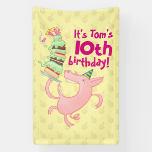 Lona Divertido Personalizado de tarta de cumpleaños y n