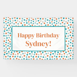 Lona Divertido personalizado Polka Dots Confetti Cumple