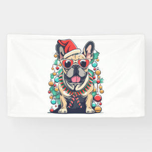 Lona Divertidos Navidades de árboles de perros Bulldog