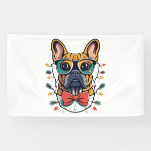 Lona Divertidos Navidades de árboles de perros Bulldog