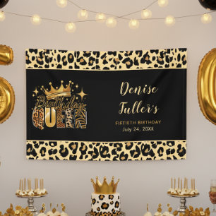 Lona Diviértete Cumpleaños Leopardo Reina Cincuenta Cum