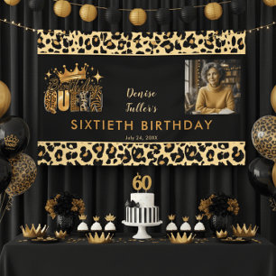 Lona Diviértete Cumpleaños Leopardo Reina Sesenta Foto