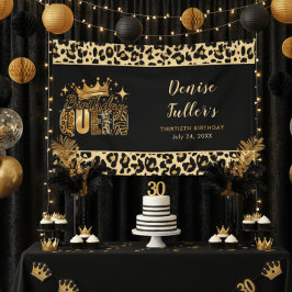 Lona Diviértete Cumpleaños Leopardo Reina Treinta Cumpl