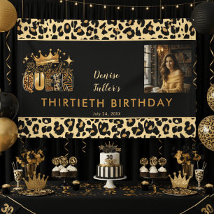 Lona Diviértete Cumpleaños Leopardo Reina Treinta Foto 