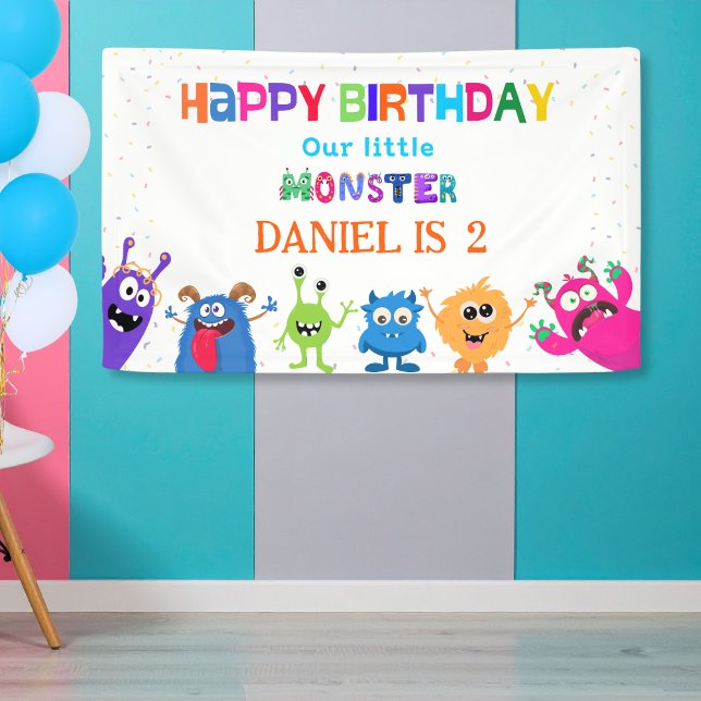 Lona Diviértete Cumpleaños Monstruito Colorido (Subido por el creador)