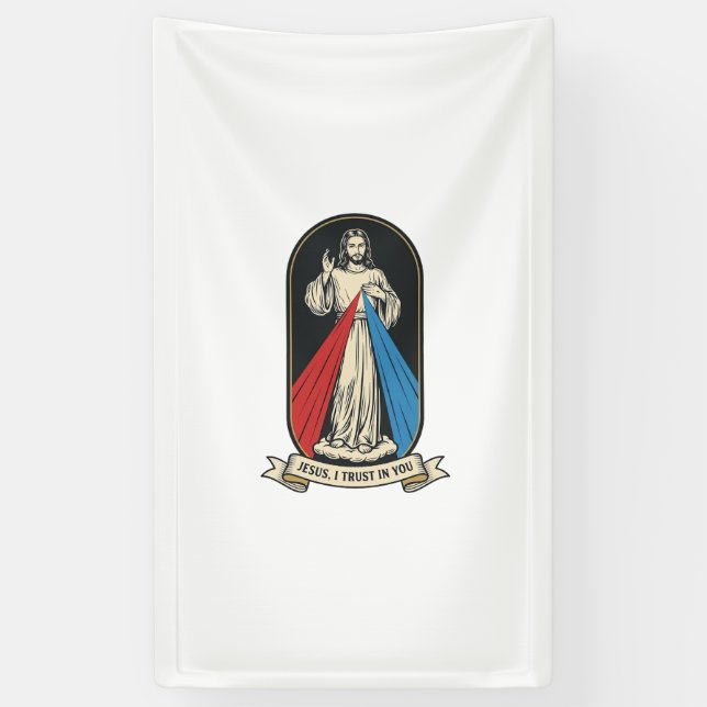 Lona Divina Misericordia Jesús Vintage (Vertical)