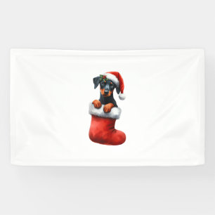 Lona Doberman Pinscher En Navidades De Muerte Santa Hat