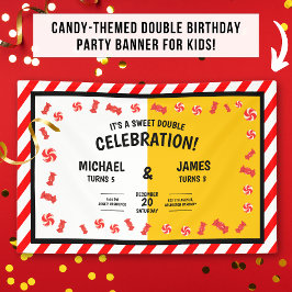 Lona Doble Cumpleaños Personalizado para Niños Dulces G