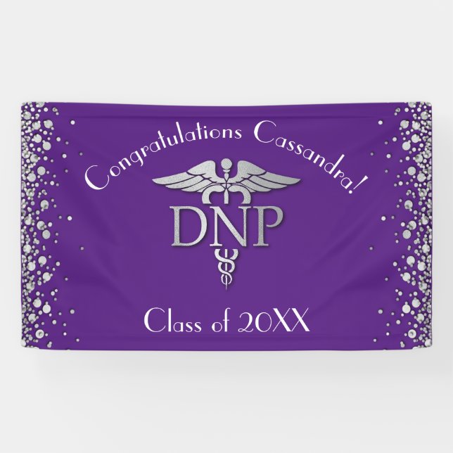 Lona Doctor Nursing Practice Graduation Purple Silver (Horizontal)