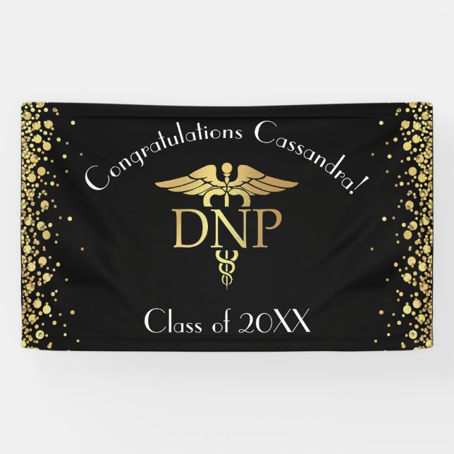 Lona Doctor of Nursing Practice Graduation Black Gold (Horizontal)
