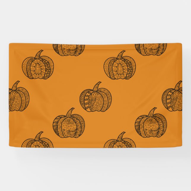 Lona Dodles de Halloween calabazas de boho mandala de o (Horizontal)