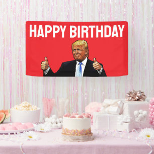 LONA DONALD TRUMP FELIZ BANNER FIESTA DE CUMPLEAÑOS