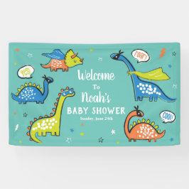 Lona Dónosaurios de superhéroes graciosos sobre azul ac