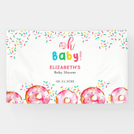 Lona Donut Baby Shower Rainbow Colorful Background Rótu