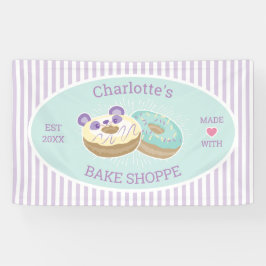 Lona Donut Shop Panadería Púrpura y Verde