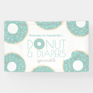 Lona Donut verde y pañales rompen Baby Shower