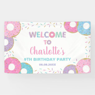 Lona Donuts rocian fondo de Baby Shower de cumpleaños