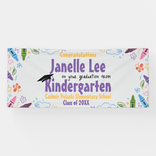 Lona Doodle Kindergarten Graduación (Horizontal)