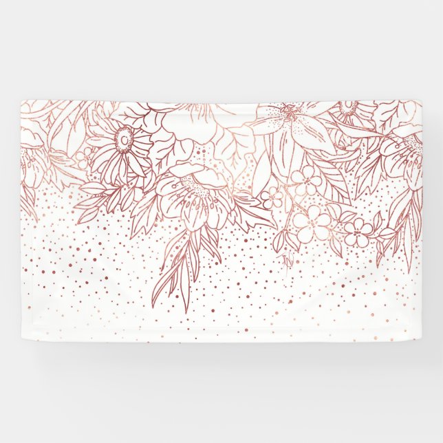 Lona Doodles florales y confetti dibujados a mano con o (Horizontal)